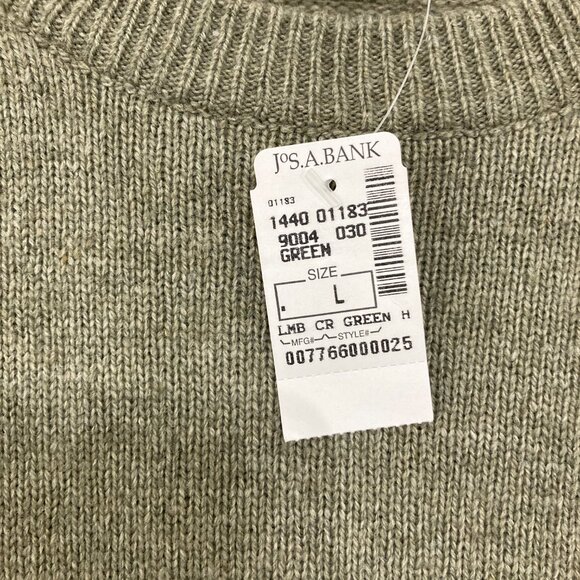 New Jos. A. Bank Men's Large Dark Green Lambs' Wool Crew Neck Cozy Sweater - Picture 3 of 9